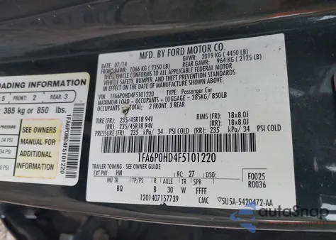 2015 Ford Fusion Se z USA, uszkodzony, nr VIN 1FA6P0HD4F5101220